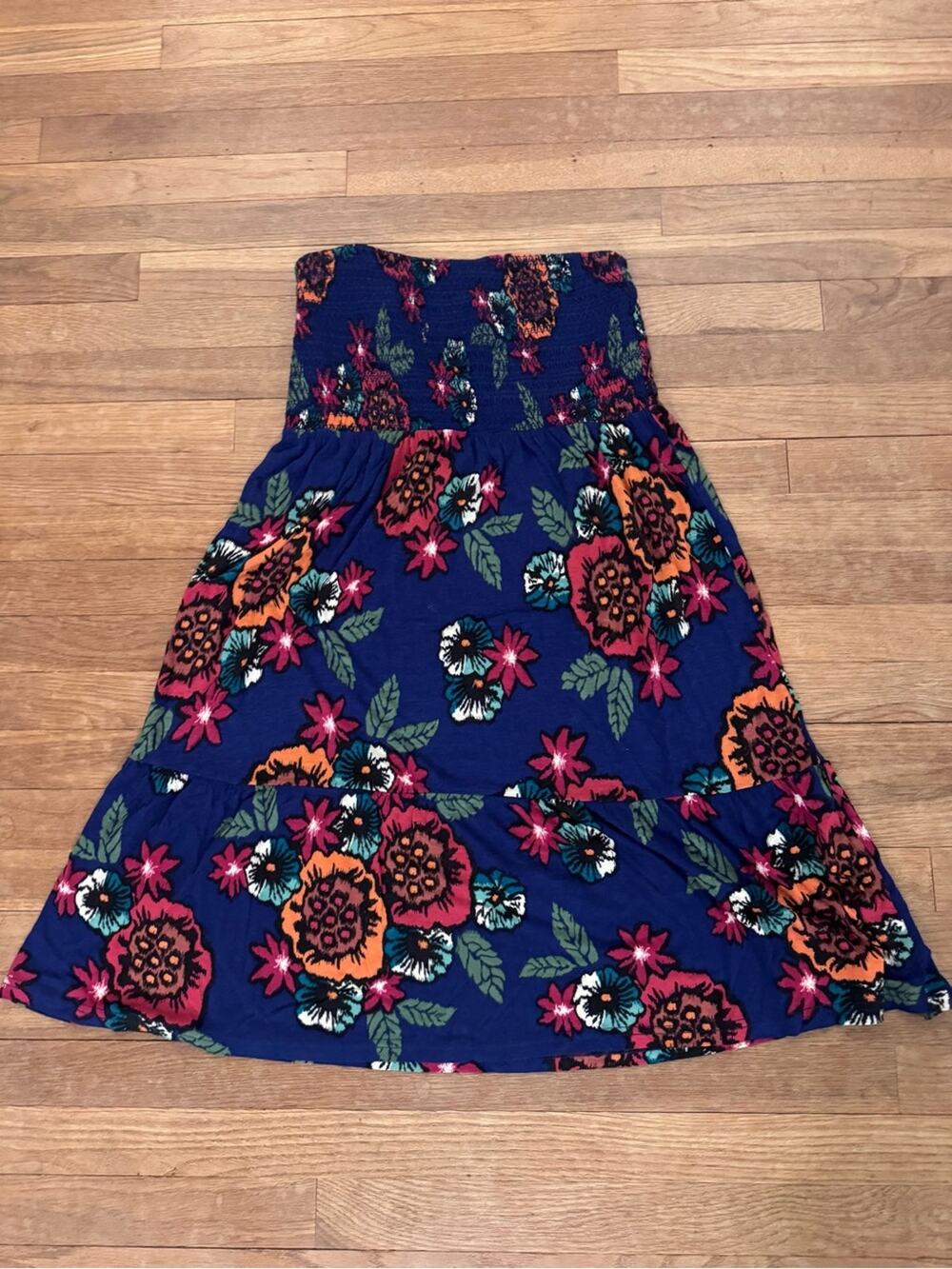 Fossil Women's Blue Floral Smocked Midi Length Dress - Size S
 b41